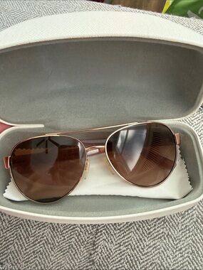 Michael Kors Aviator Rose Gold Frame Sunglasses with Brown Lenses